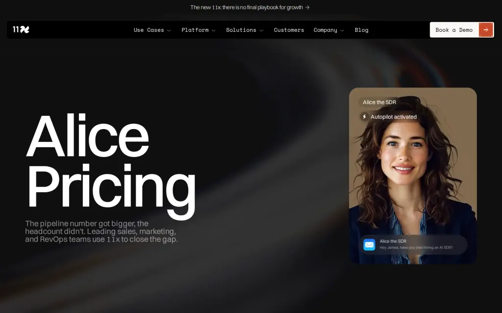 Pricing page of 11x