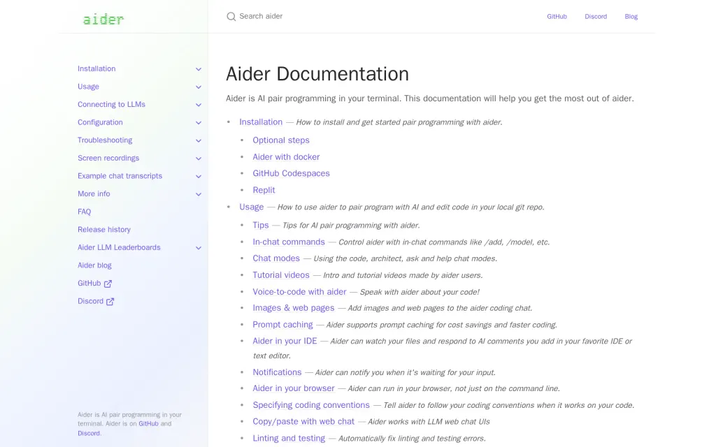 Docs of Aider