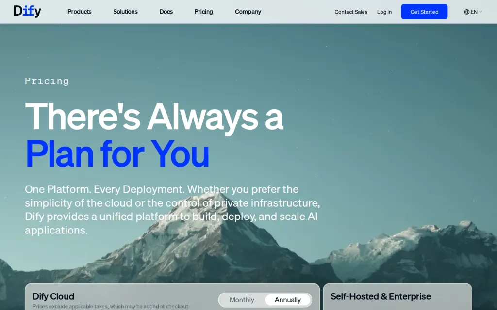 Pricing page of Dify