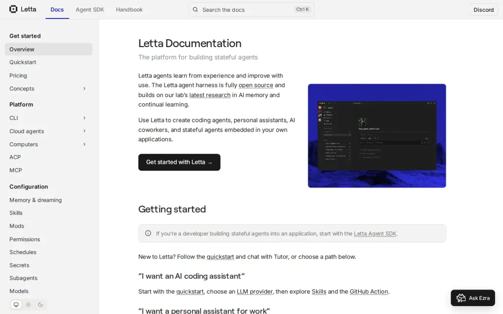 Docs of Letta