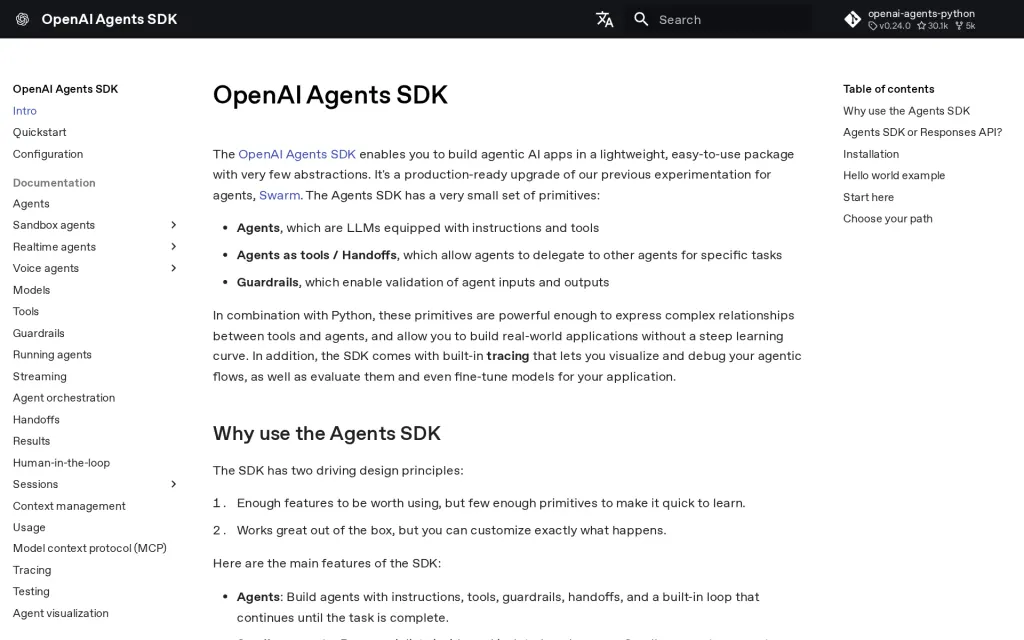 Docs of OpenAI Agents SDK (Python)