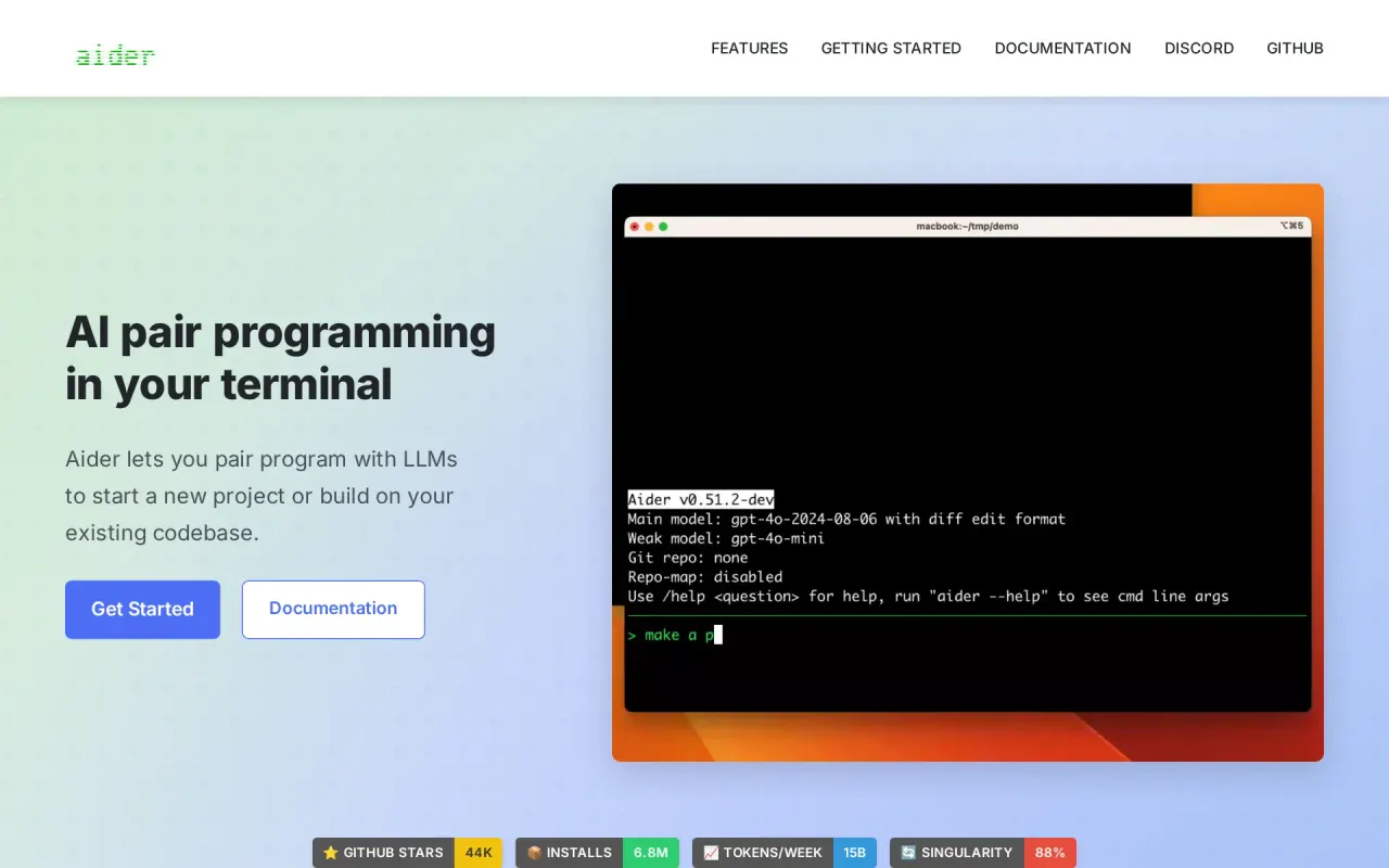 Screenshot of Aider