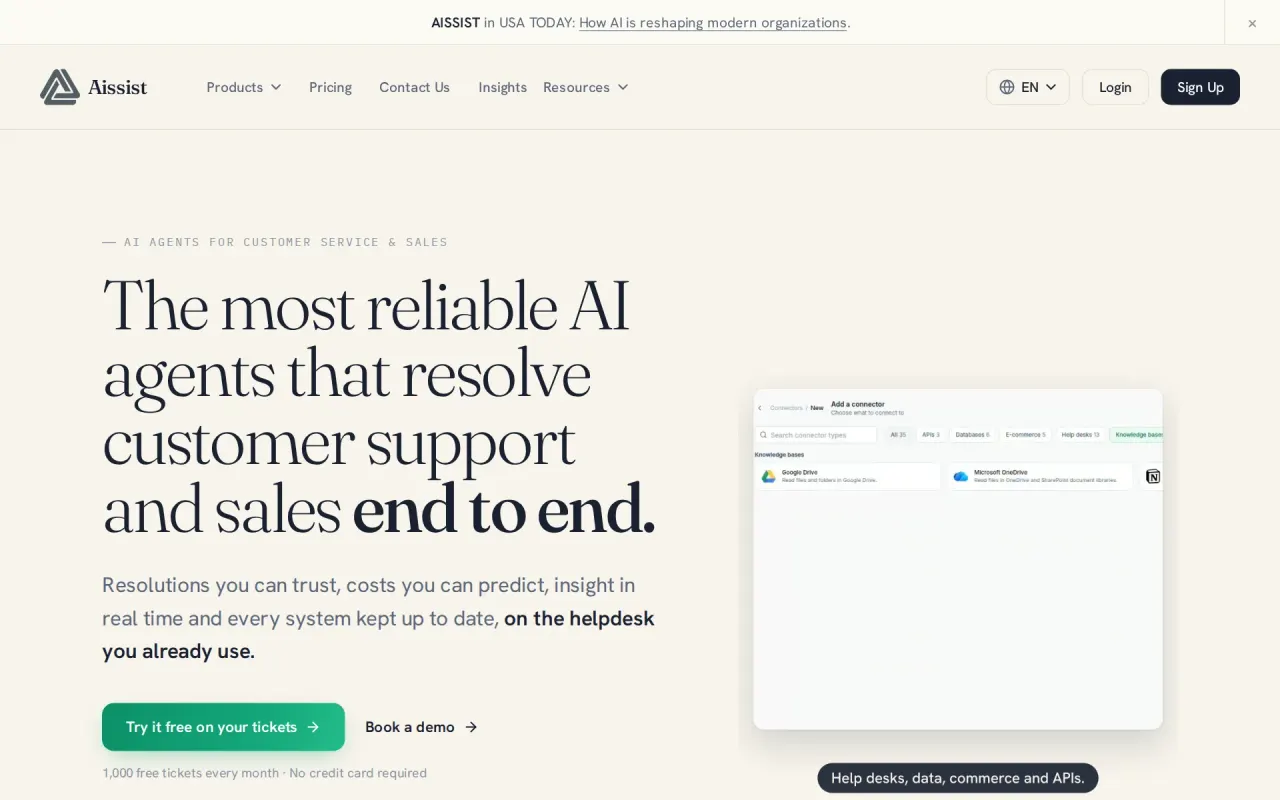 Screenshot of Aissist.io