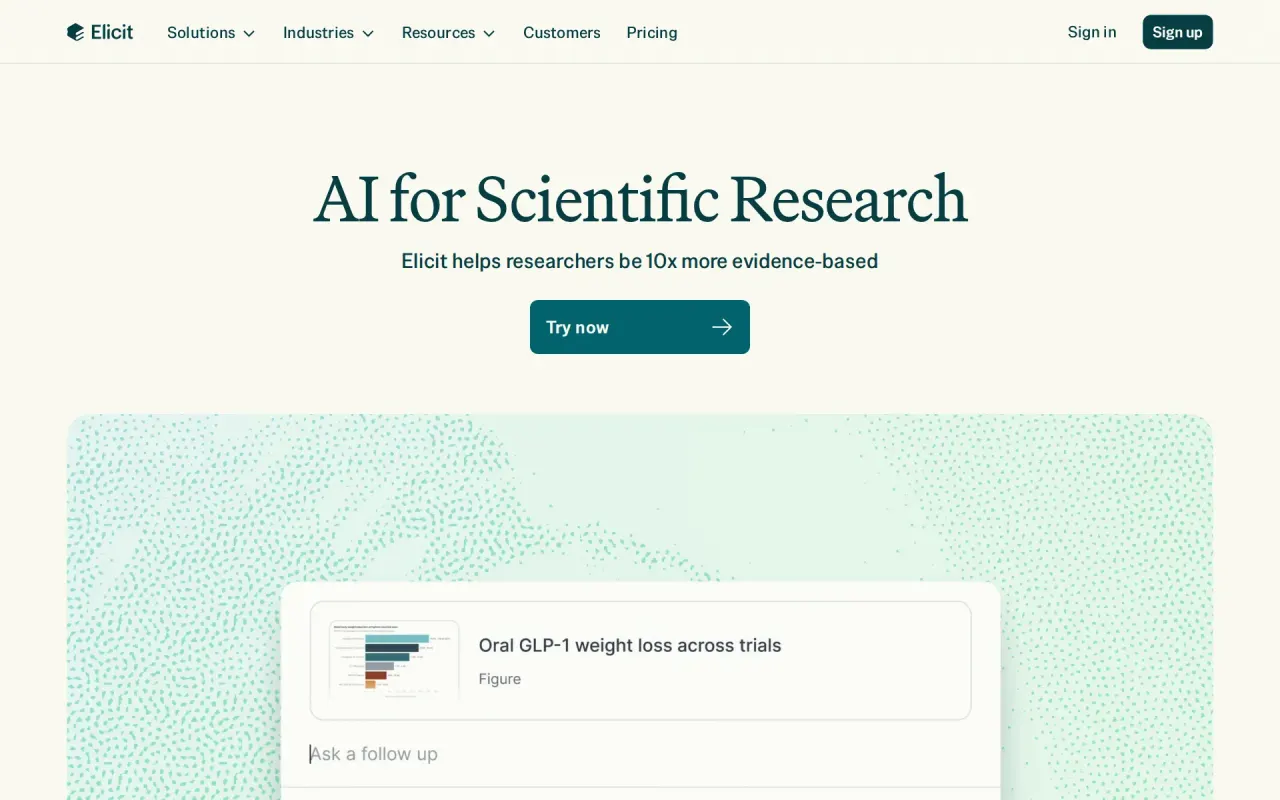 Screenshot of Elicit