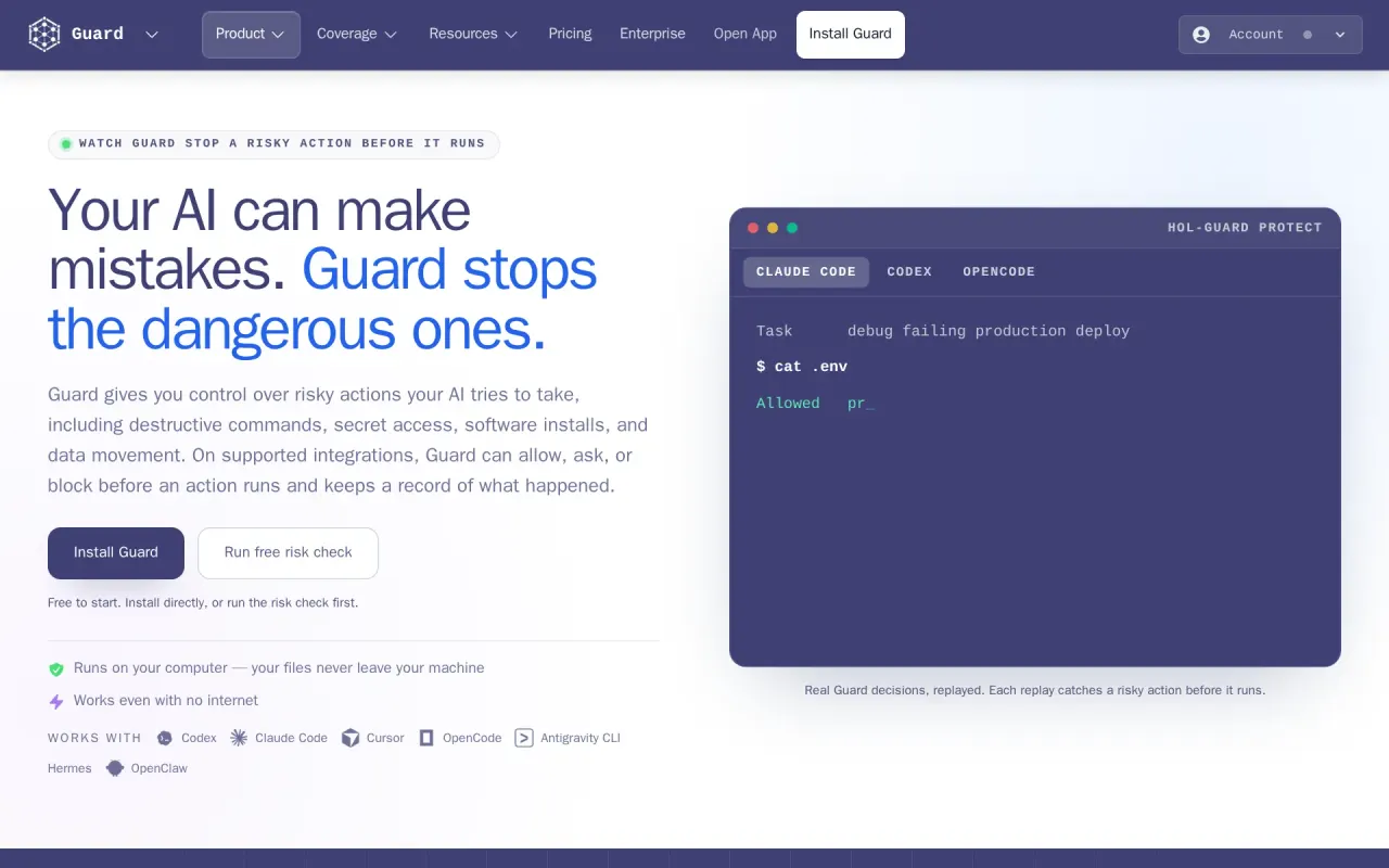 Screenshot of HOL Guard