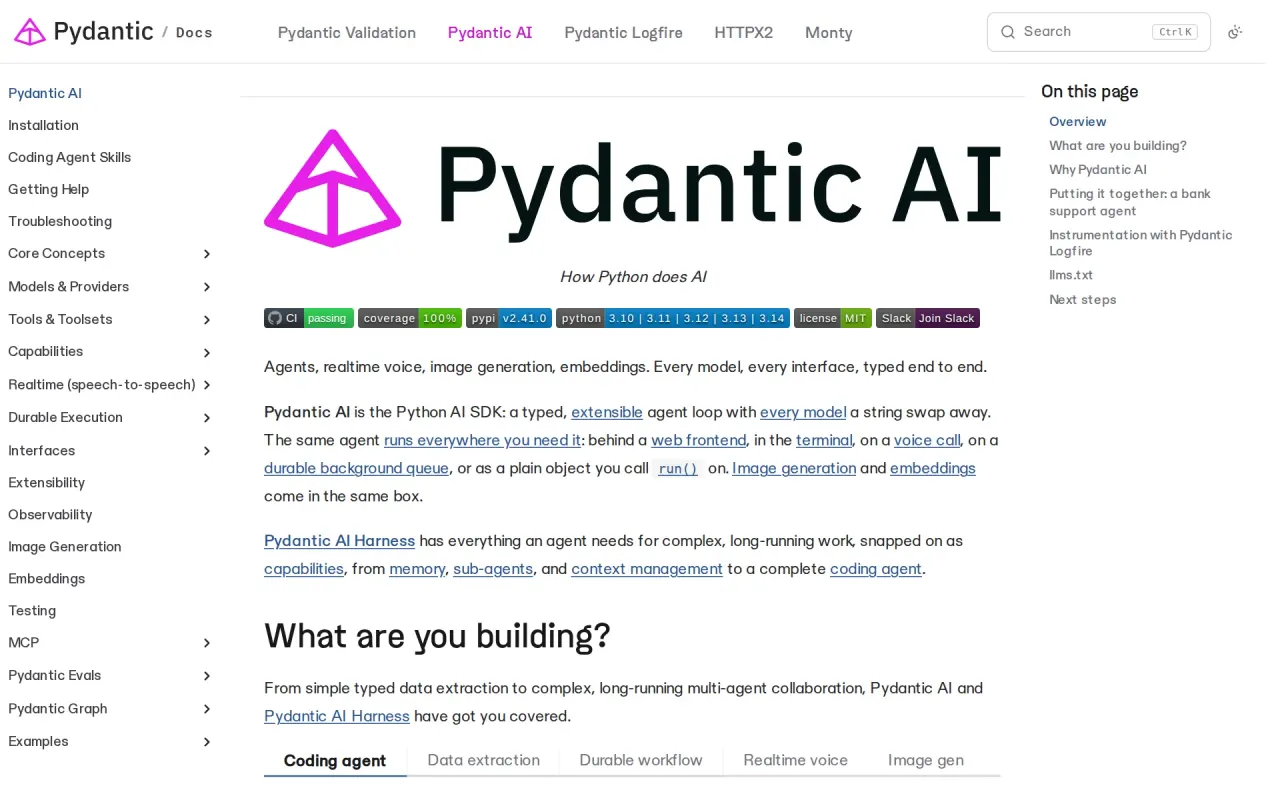 Screenshot of Pydantic AI