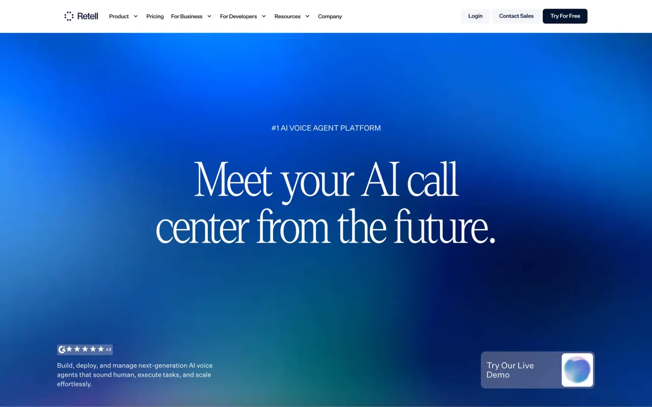 Screenshot of Retell AI