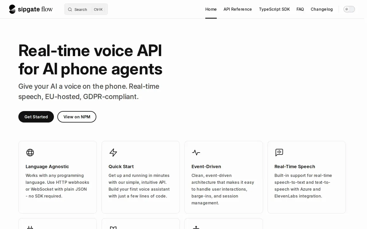 Screenshot of sipgate flow