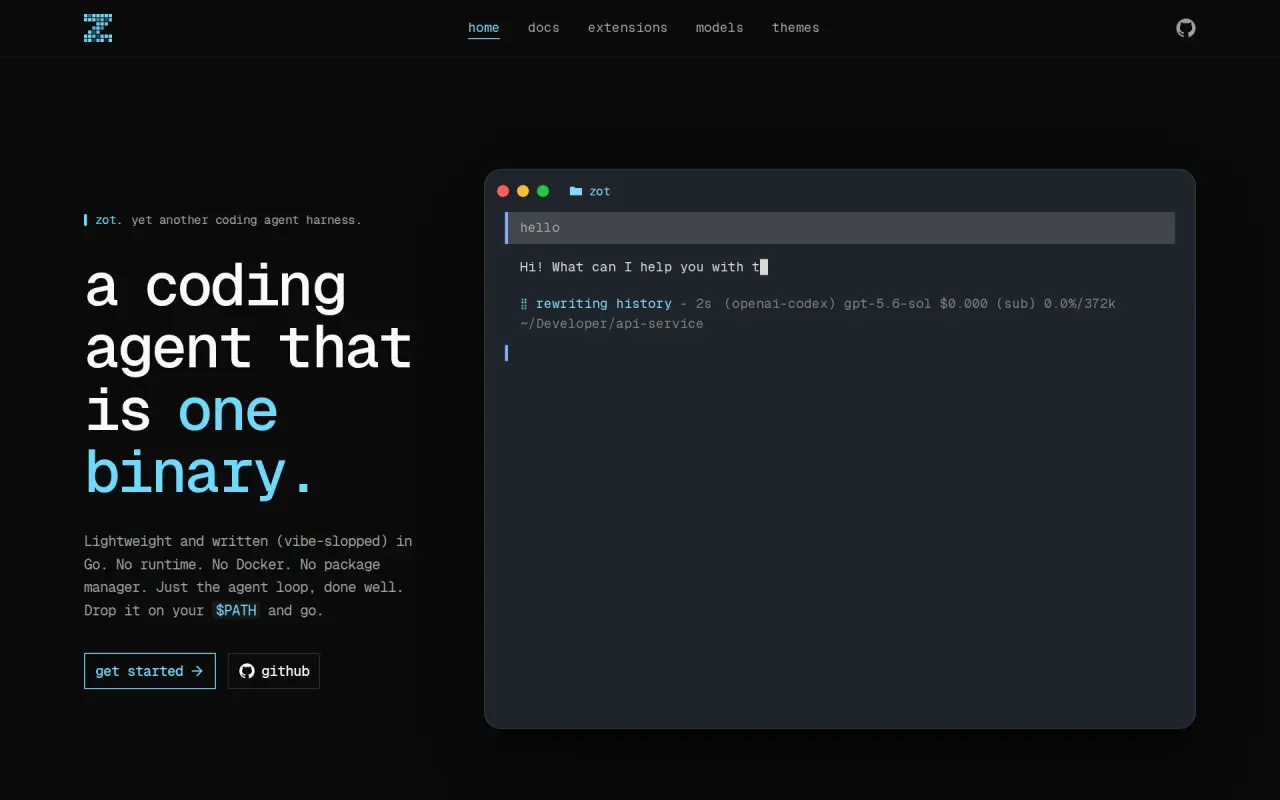 Screenshot of zot
