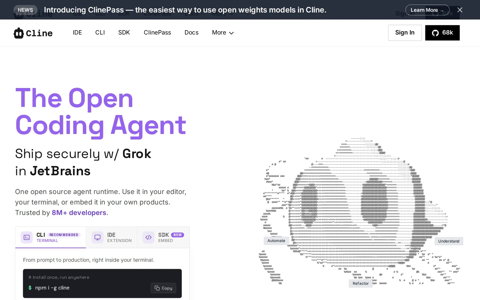 Screenshot of Cline