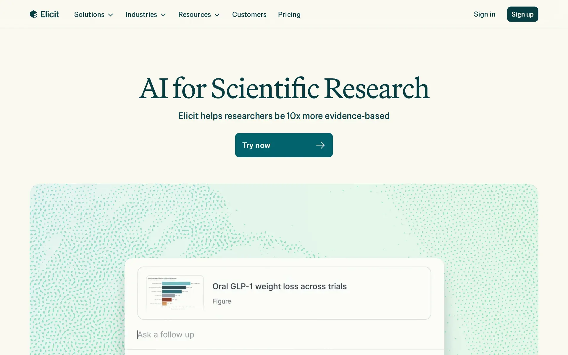 Screenshot of Elicit