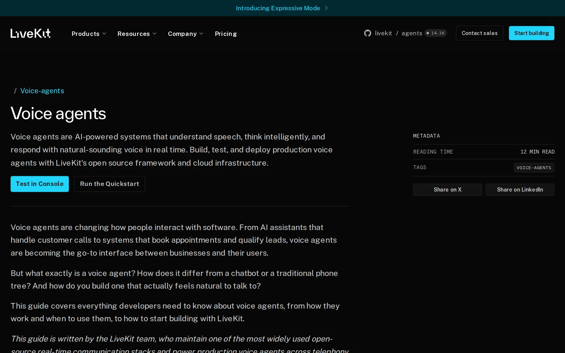 Screenshot of LiveKit Agents