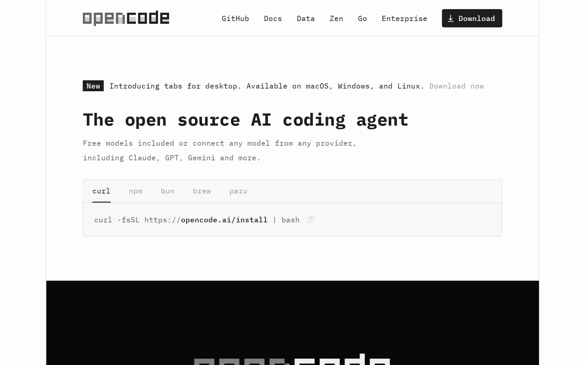 Screenshot of OpenCode