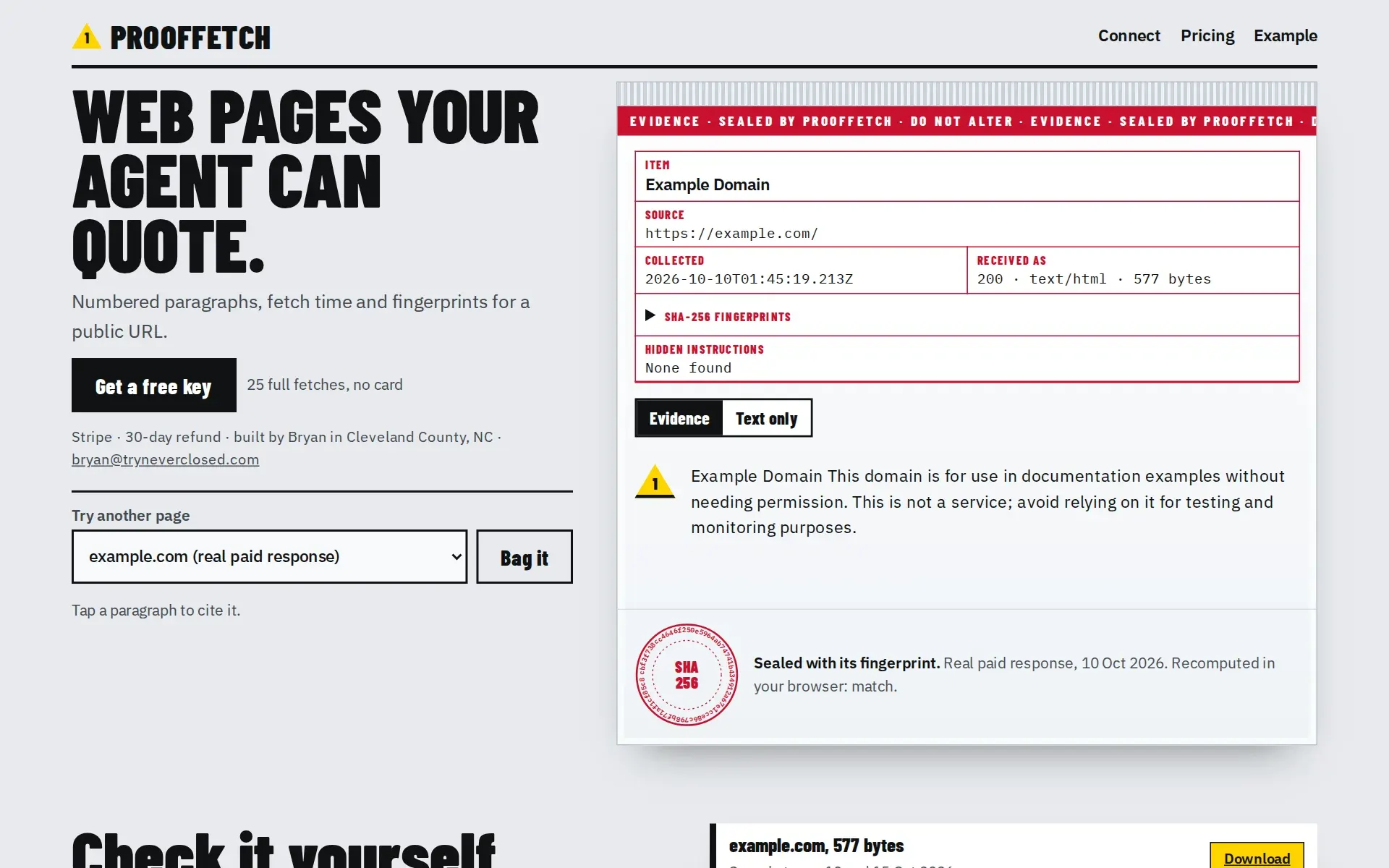 Screenshot of ProofFetch