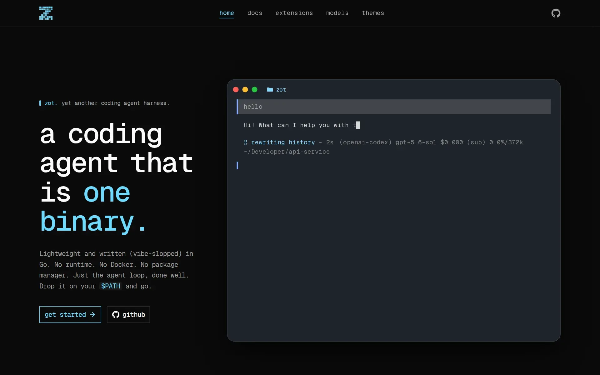 Screenshot of zot