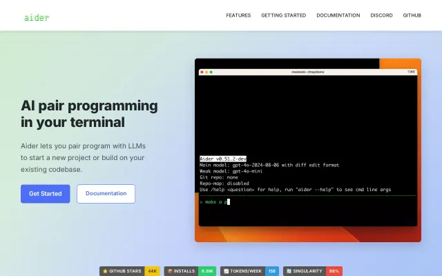 Screenshot of Aider