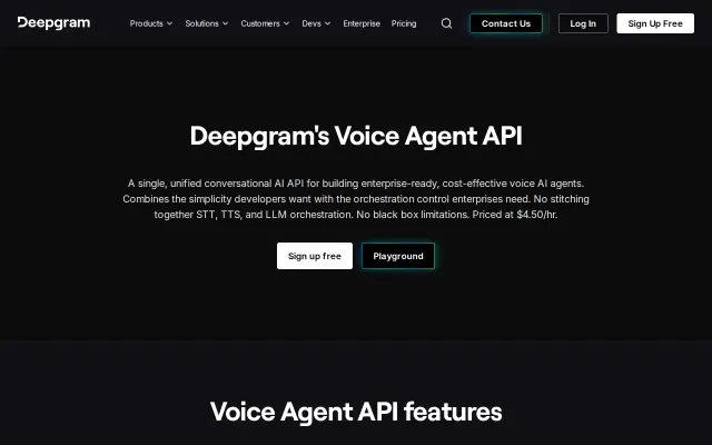 Screenshot of Deepgram Voice Agent API