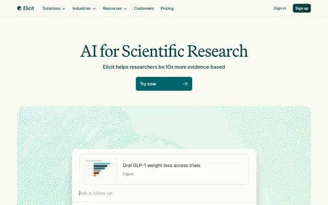 Screenshot of Elicit