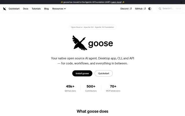 Screenshot of goose