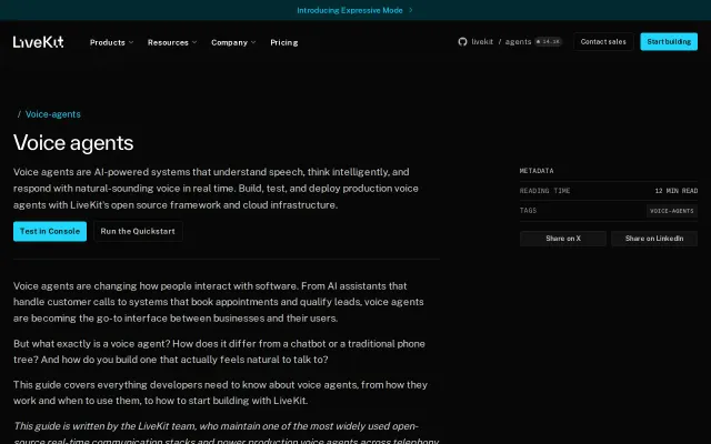 Screenshot of LiveKit Agents