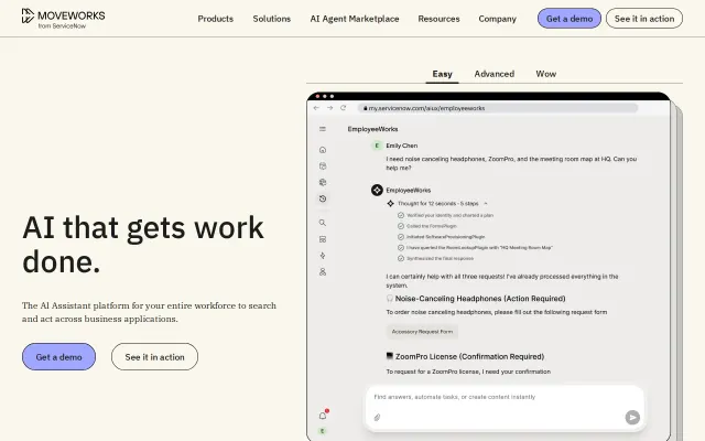 Screenshot of Moveworks