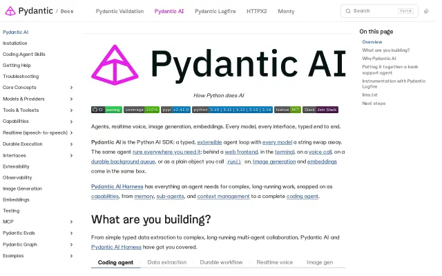 Screenshot of Pydantic AI