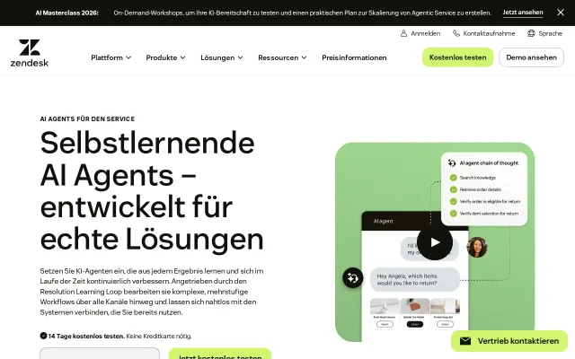 Screenshot of Zendesk AI agents